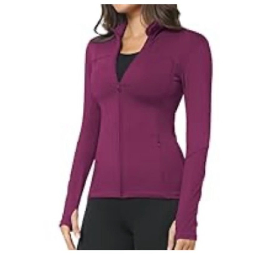 🍓🌺GYM RAINBOW Fleece Zip Up Athletic Jacket Slim Fit Lightweight Berry- XS🍓🌲